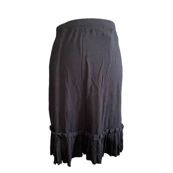 Max Studio Mini Skirt Black Stretch Knit Flare Pleated Ruffle Trim Pull-On XS - Picture 1 of 7